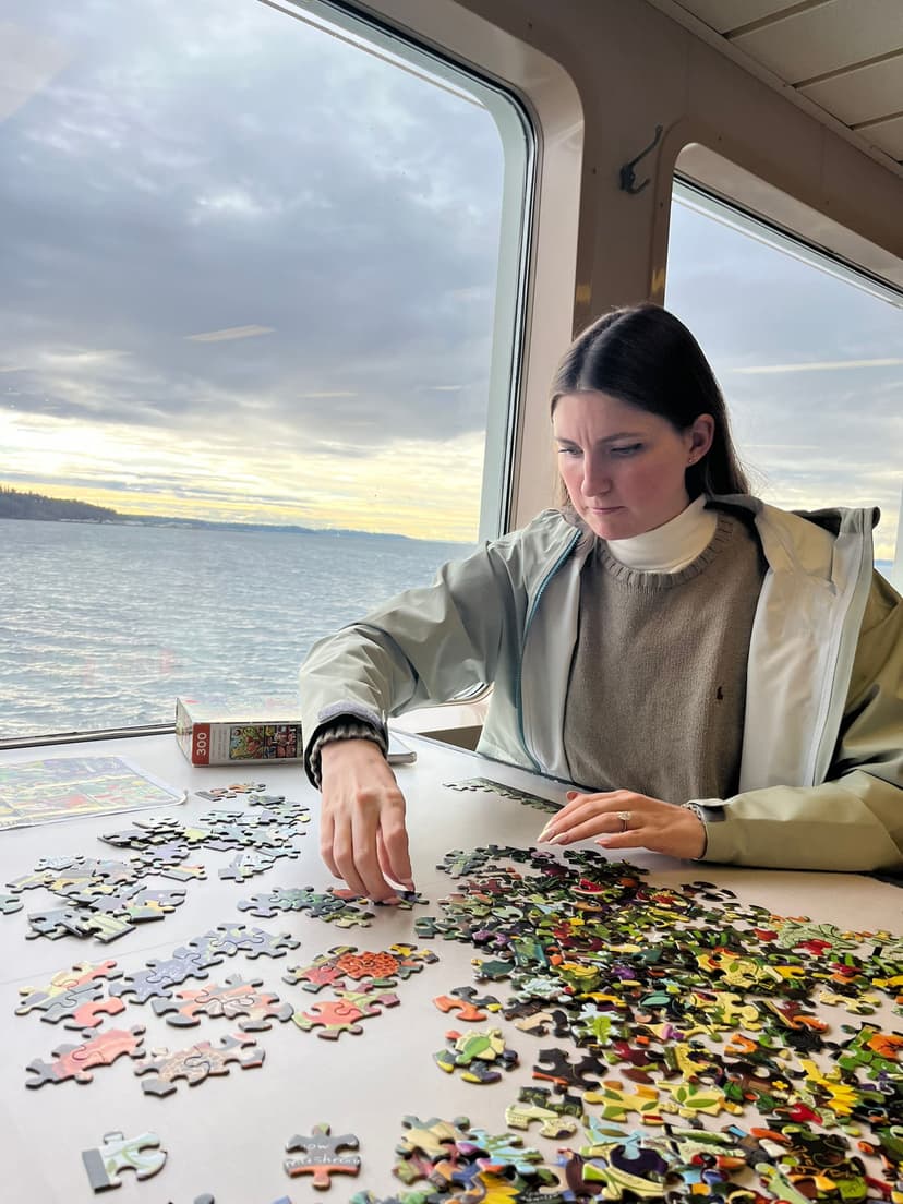 Doing the puzzles on the WA State ferries